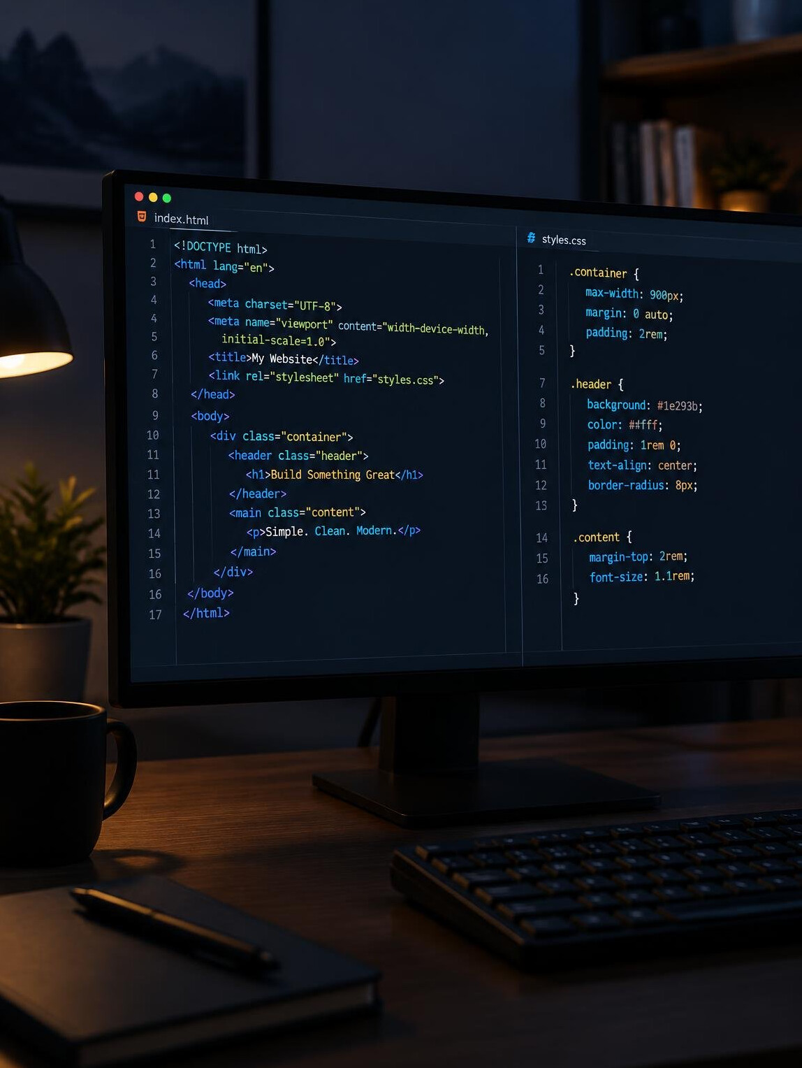 Monitor displaying web code