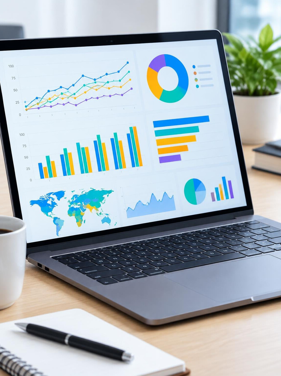Screen with data charts and analytics