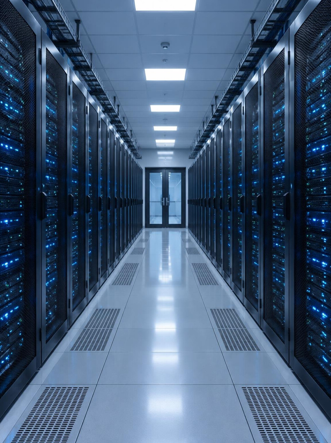 Server room with rows of racks